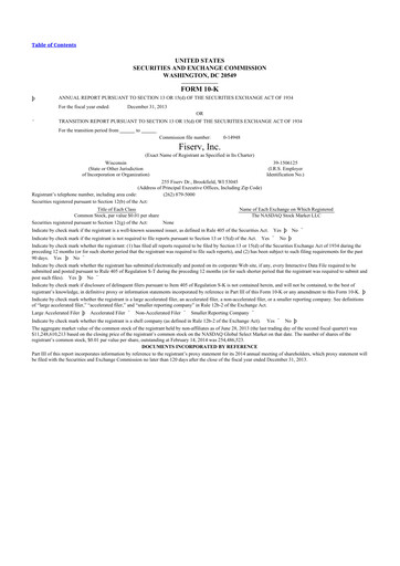 Thumbnail Fiserv 10-K Annual Report 2013