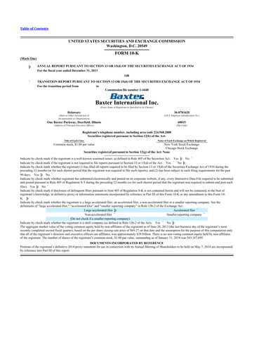 Thumbnail Baxter 10-K Annual Report 2013