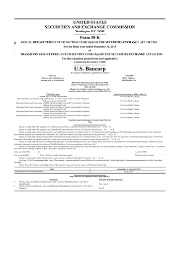 Thumbnail U.S. Bancorp 10-K Annual Report 2013