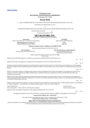 Thumbnail S&T Bancorp 10-K Annual Report 2013