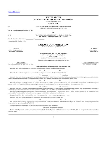 Thumbnail Loews Corporation
 10-K Annual Report 2013