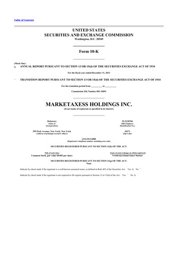 Thumbnail MarketAxess
 10-K Annual Report 2013