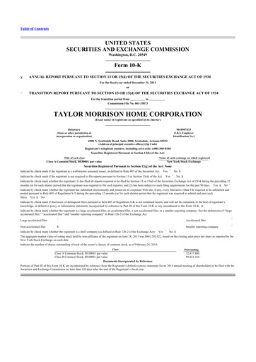 Thumbnail Taylor Morrison
 10-K Annual Report 2013