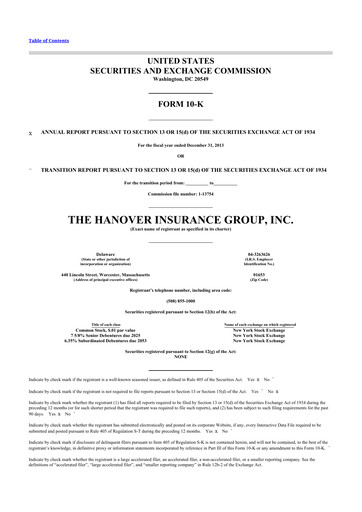 Thumbnail Hanover Insurance Group 10-K Annual Report 2013