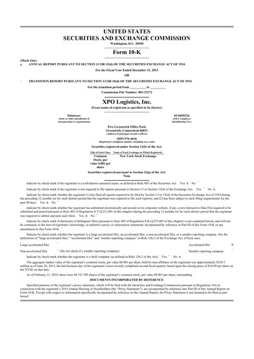 Thumbnail XPO Logistics 10-K Annual Report 2013