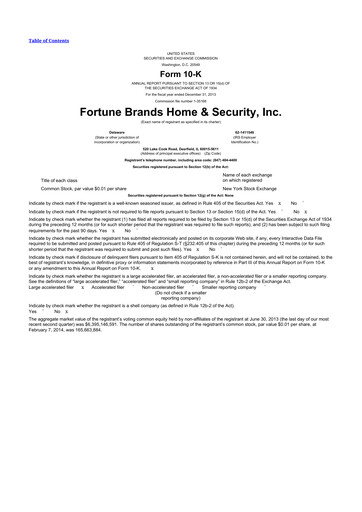 Thumbnail Fortune Brands Innovations 10-K Annual Report 2013