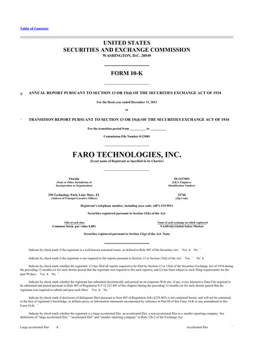 Thumbnail Faro Technologies
 10-K Annual Report 2013