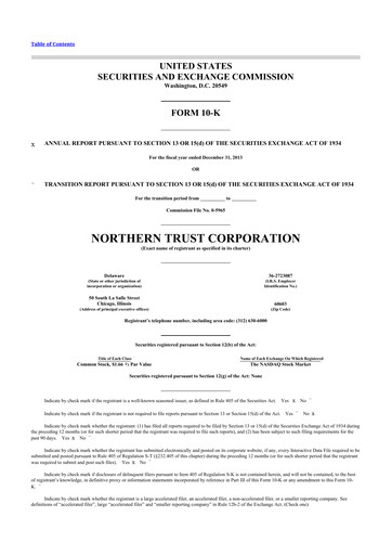 Thumbnail Northern Trust
 10-K Annual Report 2013