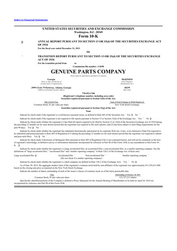 Thumbnail Genuine Parts Company
 10-K Annual Report 2013