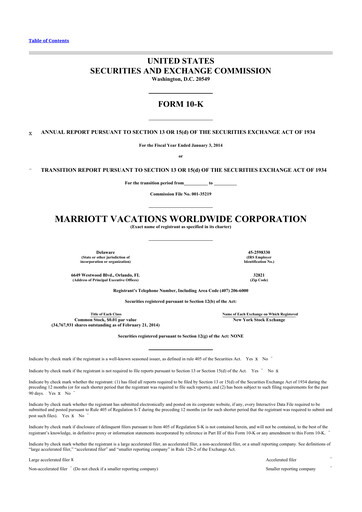 Thumbnail Marriott Vacations Worldwide 10-K Annual Report 2013