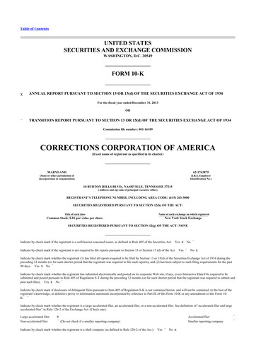 Thumbnail CoreCivic 10-K Annual Report 2013