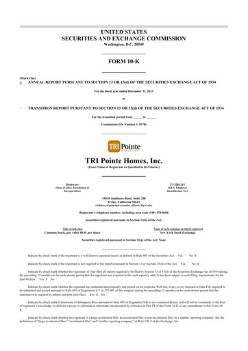 Thumbnail Tri Pointe Homes 10-K Annual Report 2013