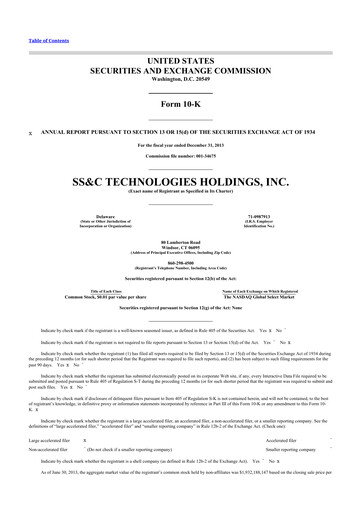 Thumbnail SS&C Technologies
 10-K Annual Report 2013