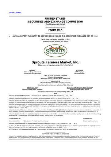 Thumbnail Sprouts Farmers Market 10-K Annual Report 2013