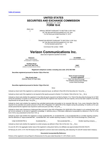 Thumbnail Verizon 10-K Annual Report 2013