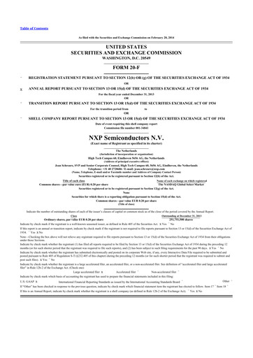 Thumbnail NXP Semiconductors 20-F Annual Report 2013