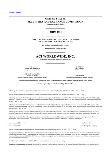 Thumbnail ACI Worldwide
 10-K Annual Report 2013