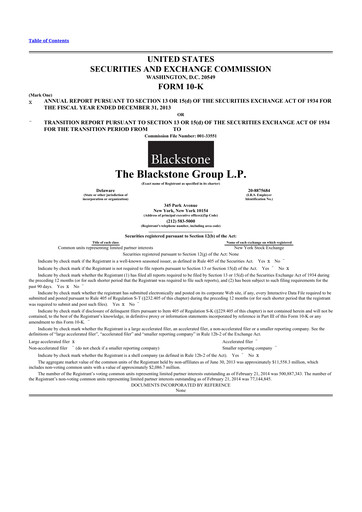 Thumbnail Blackstone Group 10-K Annual Report 2013