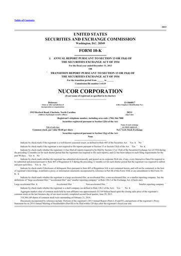 Thumbnail Nucor
 10-K Annual Report 2013