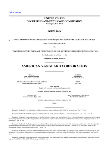 Thumbnail American Vanguard 10-K Annual Report 2013