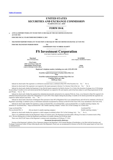Thumbnail FS KKR Capital
 10-K Annual Report 