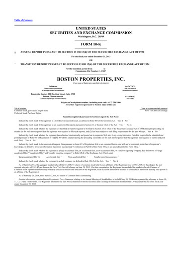 Thumbnail BXP, Inc.
 10-K Annual Report 2013