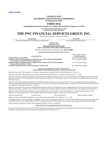 Thumbnail PNC Financial Services 10-K Annual Report 2013