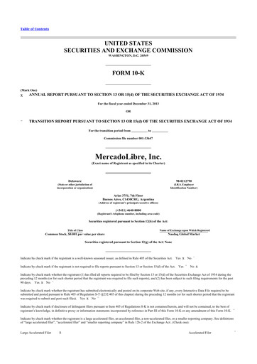 Thumbnail MercadoLibre 10-K Annual Report 2013