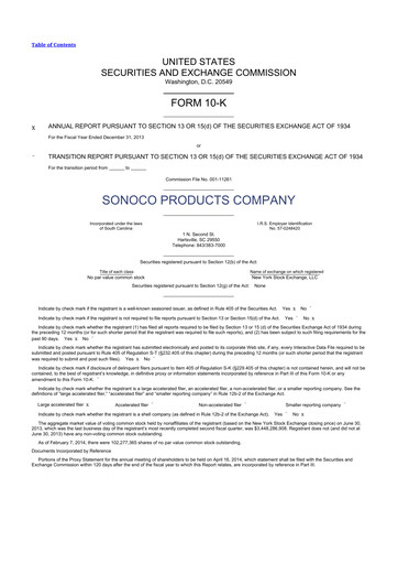 Thumbnail Sonoco 10-K Annual Report 2013