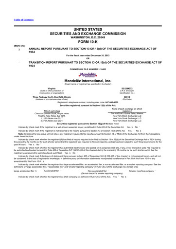 Thumbnail Mondelez International 10-K Annual Report 2013