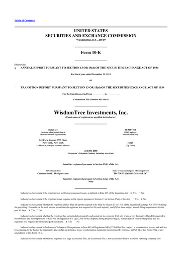 Thumbnail WisdomTree
 10-K Annual Report 2013