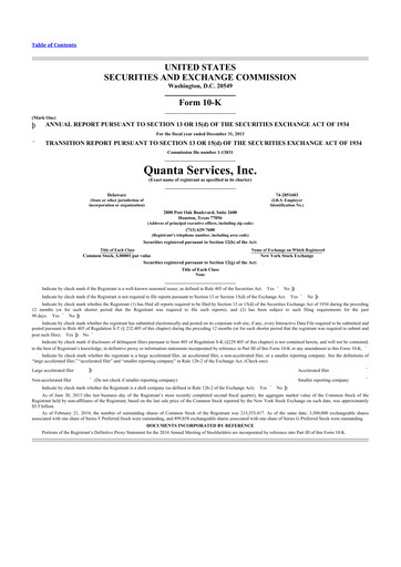 Thumbnail Quanta Services
 10-K Annual Report 2013