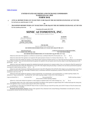 Thumbnail Sonic Automotive
 10-K Annual Report 2013