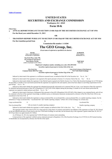 Thumbnail Geo Group 10-K Annual Report 2013