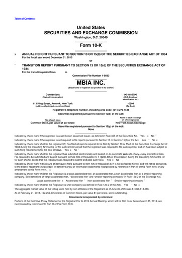 Thumbnail MBIA 10-K Annual Report 2013