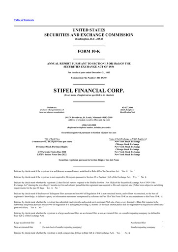 Thumbnail Stifel
 10-K Annual Report 2013
