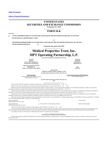 Thumbnail Medical Properties Trust
 10-K Annual Report 