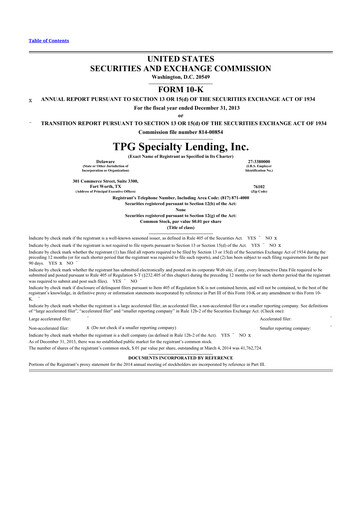 Thumbnail Sixth Street Specialty Lending 10-K Annual Report 