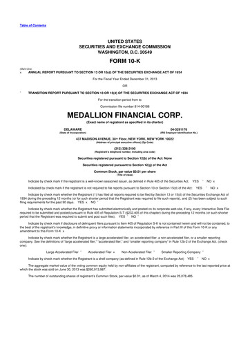 Thumbnail Medallion Financial Corp. 10-K Annual Report 