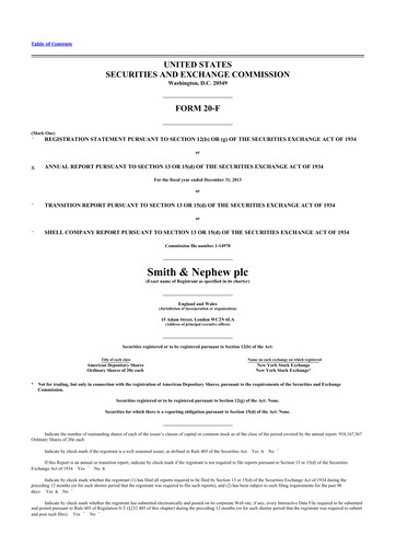 Thumbnail Smith & Nephew
 20-F Annual Report 