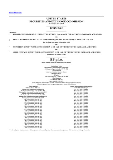 Thumbnail BP 20-F Annual Report 