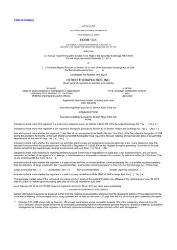 Vorschaubild Heron Therapeutics 10-K Jahresbericht 2013