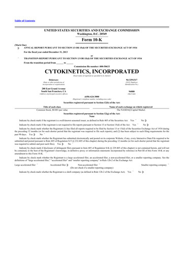 Thumbnail Cytokinetics
 10-K Annual Report 2013