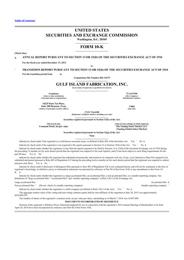 Thumbnail Gulf Island Fabrication
 10-K Annual Report 2013