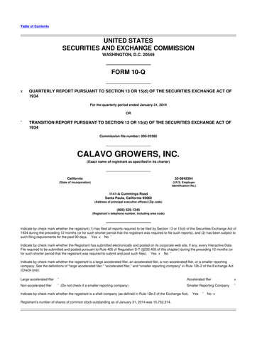 Thumbnail Calavo Growers
 10-Q Quarterly Report FY2014 