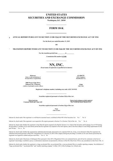 Thumbnail NN, Inc.
 10-K Annual Report 2013