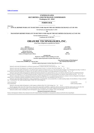 Thumbnail OraSure Technologies 10-K Annual Report 2013