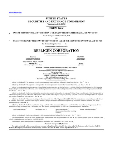 Thumbnail Repligen
 10-K Annual Report 2013