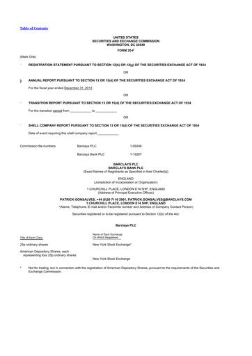 Vorschaubild Barclays 20-F Jahresbericht 