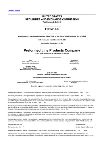 Vorschaubild Preformed Line Products 10-K Jahresbericht 2013